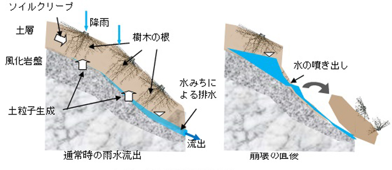 雨水流出と表層崩壊